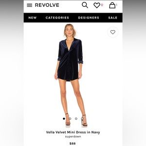 “Vella” Velvet mini dress by Revolve.